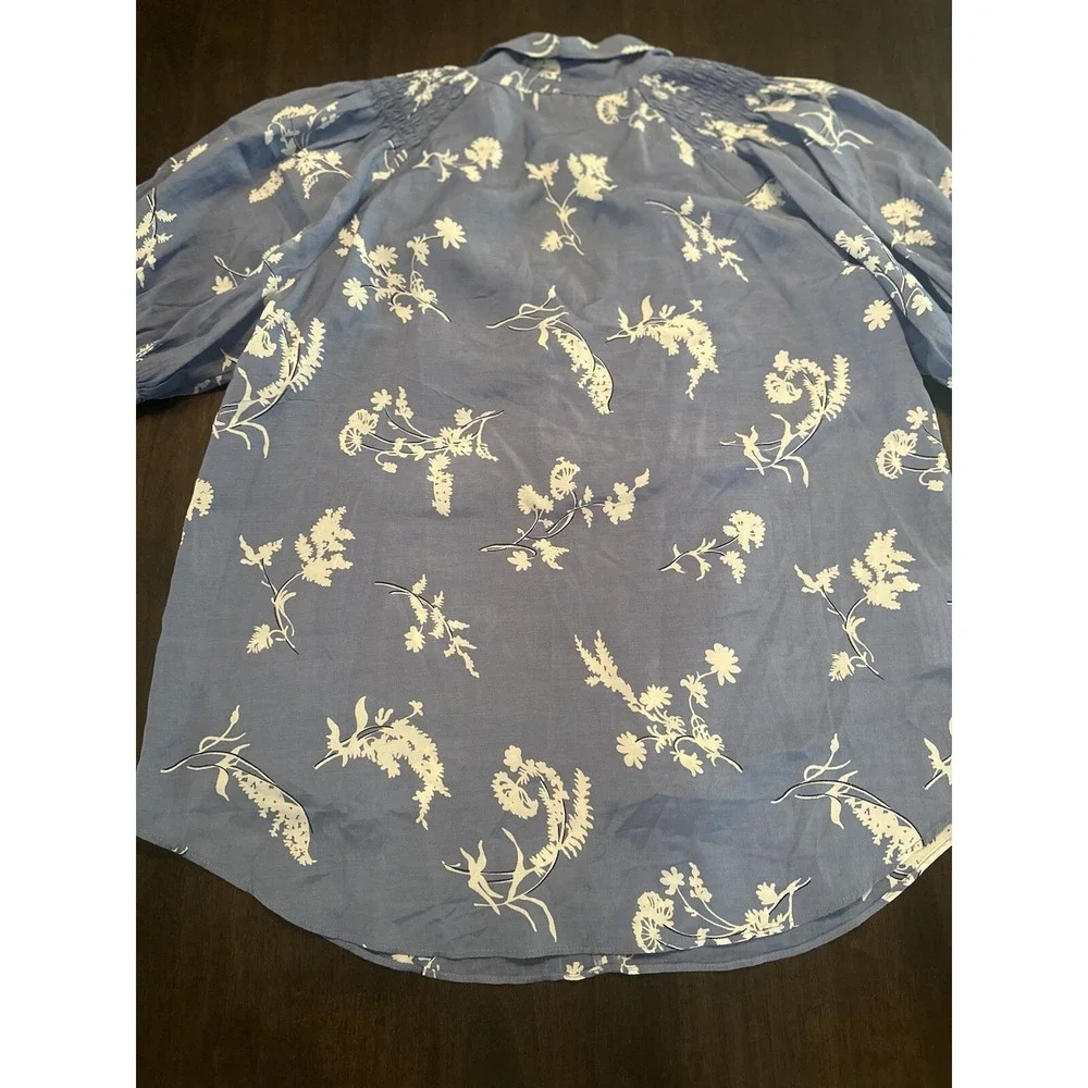 Ann Taylor Floral Tie Neck Puff Sleeve Blouse Top Size S sample Blouse Tag - Picture 9 of 12